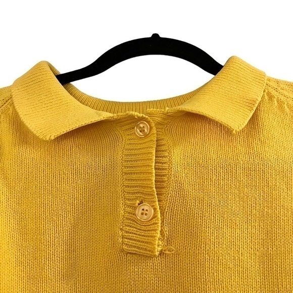 VINTAGE Hunt Club Yellow Knit Boxy Pull Over Sweater with Collar - Picture 3 of 12